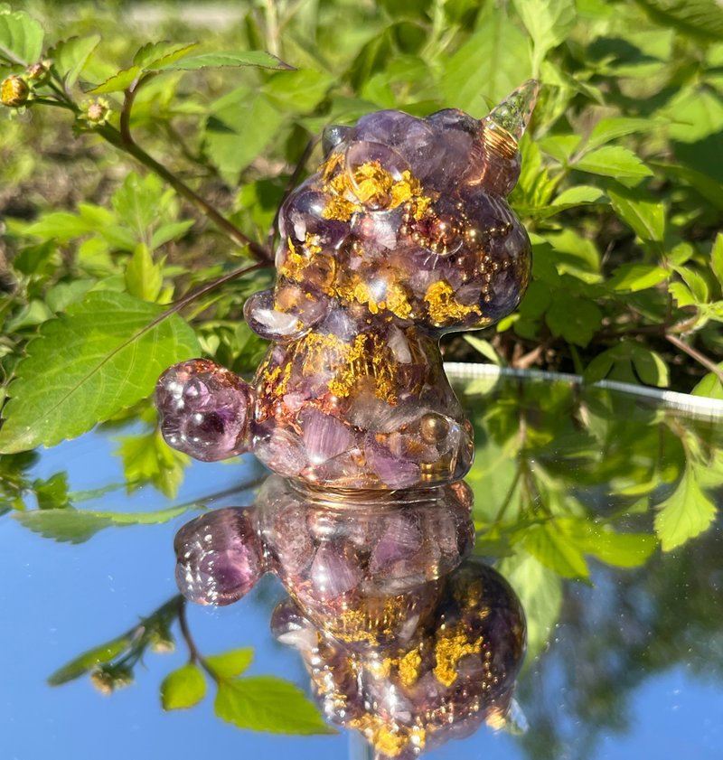 新年開運 Orgonite 奧剛能量獨角獸-紫水晶 中款 - 擺飾/家飾品 - 半寶石 紫色