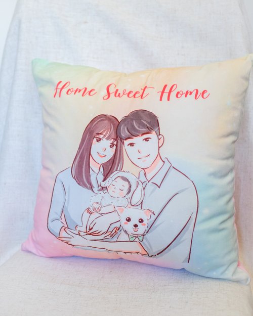 Heart Gifter 【客製化抱枕】人像 寵物 似顏繪 CUSHION⋯方形雙面⋯