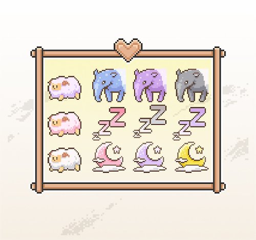 KoyLiang的Twitch素材庫 Twitch表情符號贴图/忠誠點數獎勵/可愛像素風/夜間睡眠主題