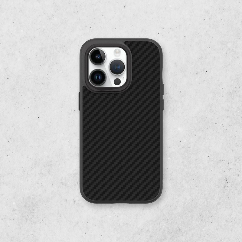 SolidSuit碳纖維紋路防摔手機殼 for iPhone 14系列 - 手機殼/手機套 - 塑膠 黑色