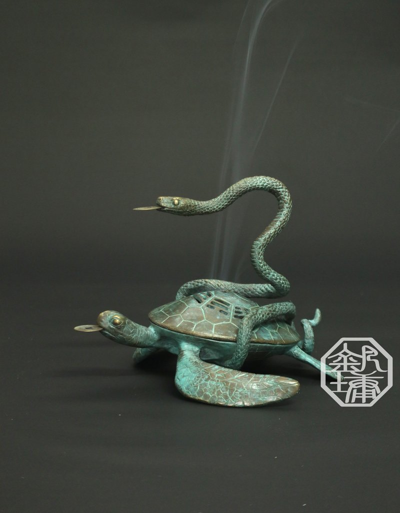 釩墉傳藝 【天之四靈-玄武/龜蛇】 香爐/風水擺件  *迎財款* - 擺飾/家飾品 - 銅/黃銅 