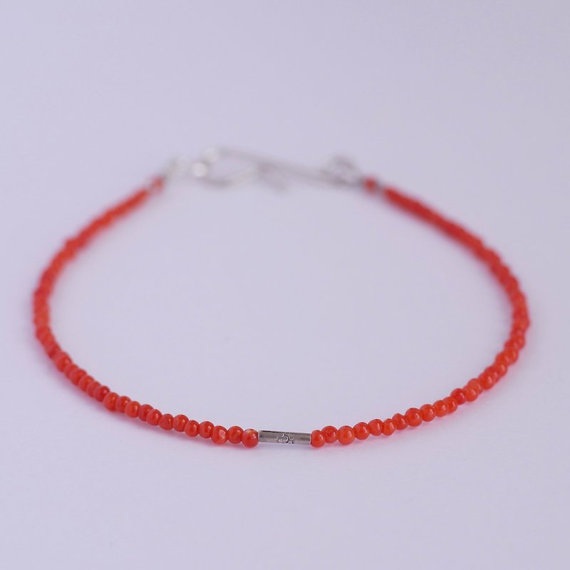 Natural Italian Coral& Karen silver bracelet - Bracelets - Gemstone Red