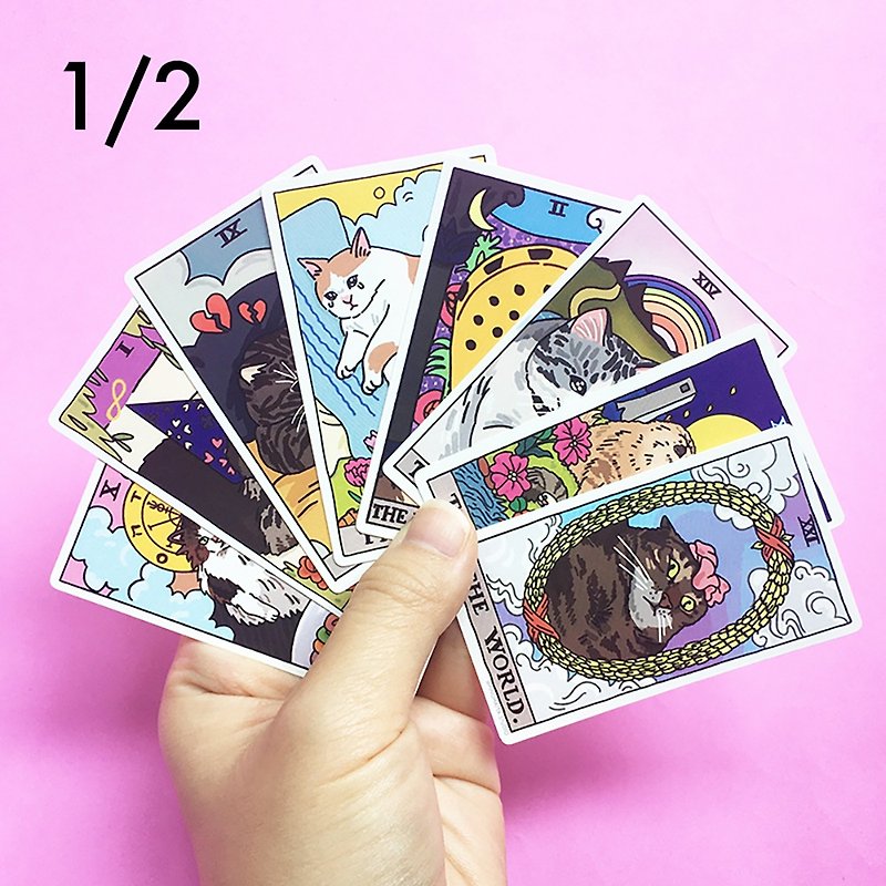 1/2 Tarot Cat Meme Die-cut Stickers (Major Arcana) - 貼紙 - 塑膠 