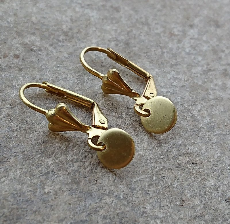 Brass Disk Earrings - Earrings & Clip-ons - Other Metals Gold