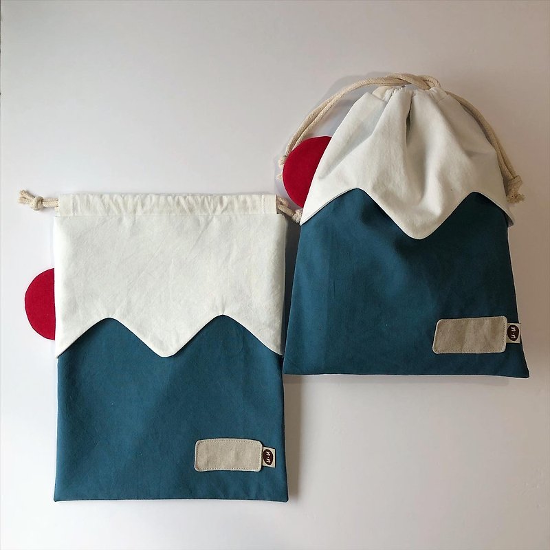 富士山 幼稚園束口衣物袋 - 其他 - 棉．麻 藍色