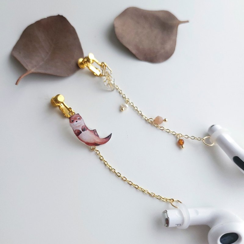 Animal Series-Otter/Headphones Anti-lost Chain - ต่างหู - เรซิน หลากหลายสี