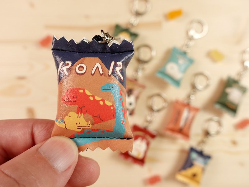 Furry Zoo Adult Candy Shaped Charm Key Ring - 2 Types of Dinosaurs and Seals - Keychains - Faux Leather Multicolor