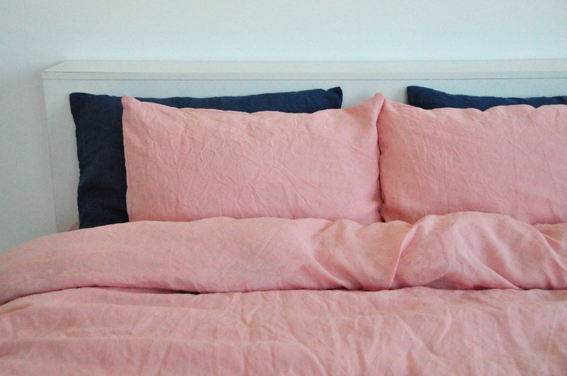 Sunset pink linen pillowcase / Pink pillow cover / Euro, American, Taiwan size - Bedding - Linen Pink