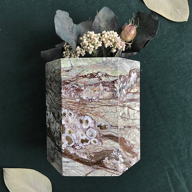 [カラー]林果樹石の大理石の植木鉢大きな六角家の装飾 - 観葉植物 - 石 カーキ