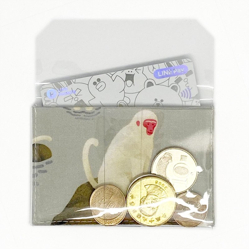 [Preferred gift] Safe and easy to carry | Business card holder [Minimalist coin purse] Hot Spring Monkey - Coin Purses - Other Materials Gray