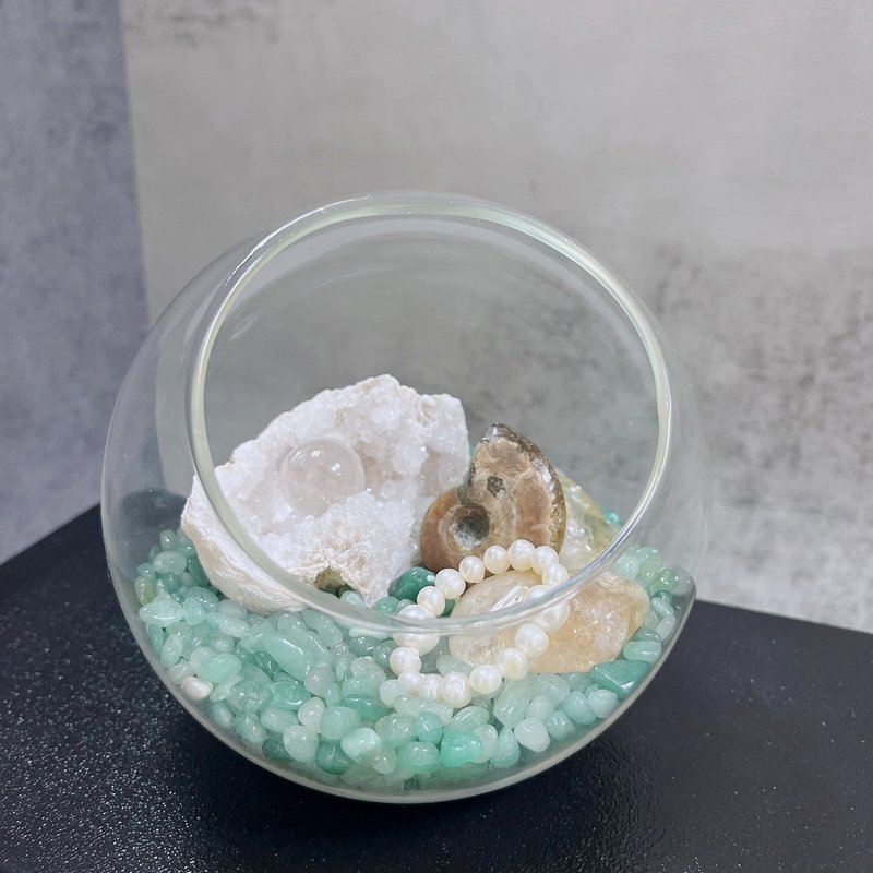 水晶造景玻璃瓶 非洲白晶 白水晶球 斑彩螺 黃水晶滾石 - 擺飾/家飾品 - 半寶石 