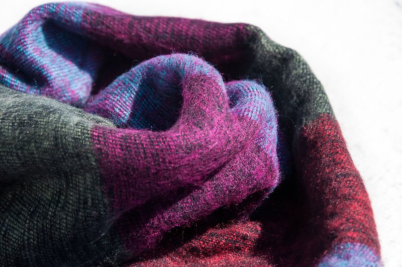 羊毛披巾/針織圍巾/針織披巾/蓋毯/純羊毛圍巾/羊毛披巾-摩洛哥風 - 圍巾/披肩 - 羊毛 多色