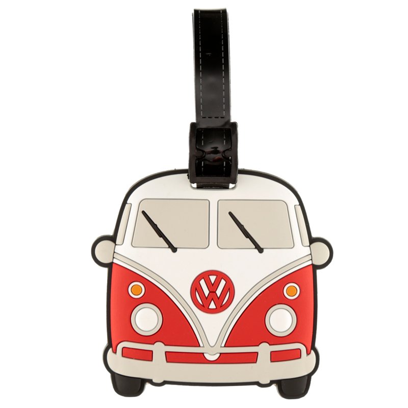 【Perfect Gift】Officially Licensed Volkswagen T1 Luggage Tag, 2 Tones - Luggage Tags - Plastic Red