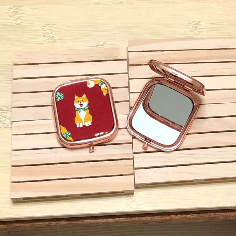 Shiba Inu A. Red/ Rose Gold. Makeup Mirror. Portable Mirror. Mirror - Makeup Brushes - Cotton & Hemp Red