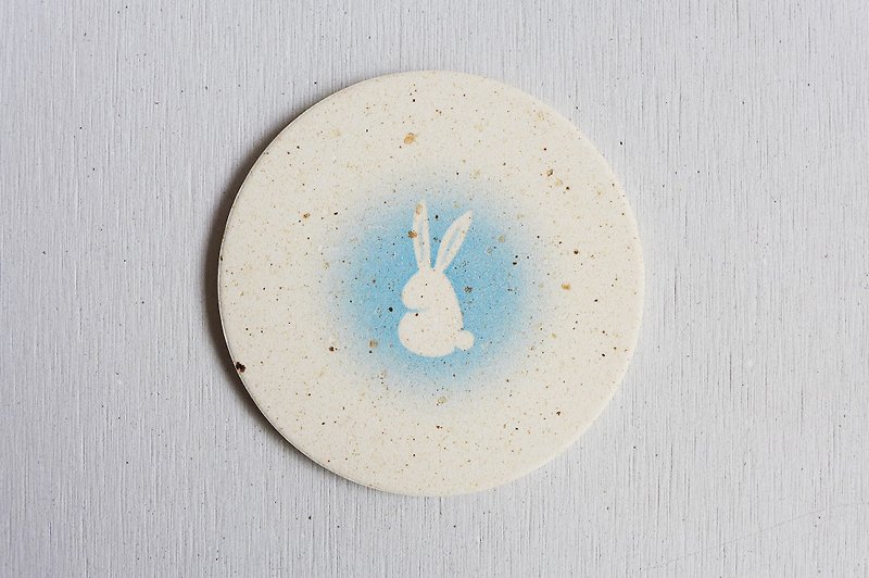 Japan [surprised] Li Feng Tang instant dry coasters - Rabbit (blue) Gui diatomaceous earth diatomaceous earth absorbent instant drop drops inhibit bacterial gift - ที่รองแก้ว - วัสดุอื่นๆ 