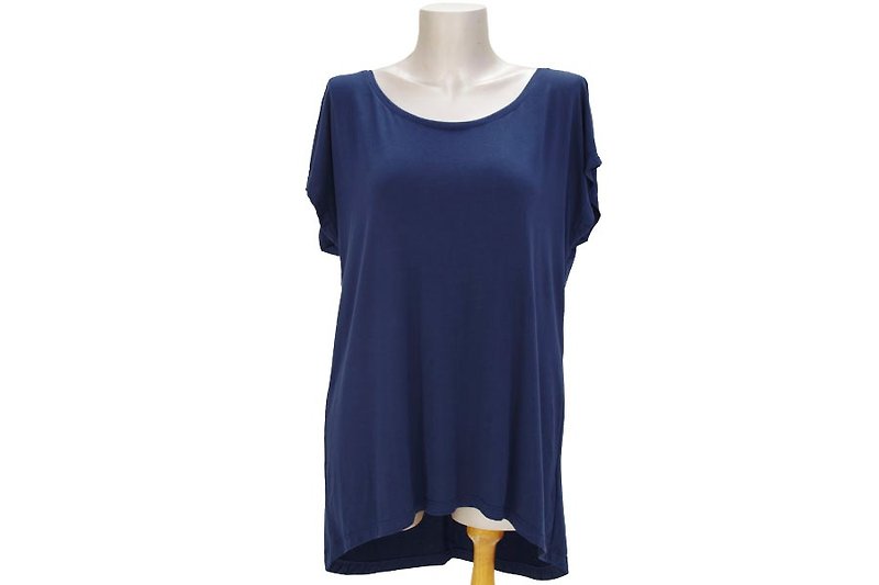 Viscose crew neck Dolman T-shirt <navy> - Women's Tops - Other Materials Blue