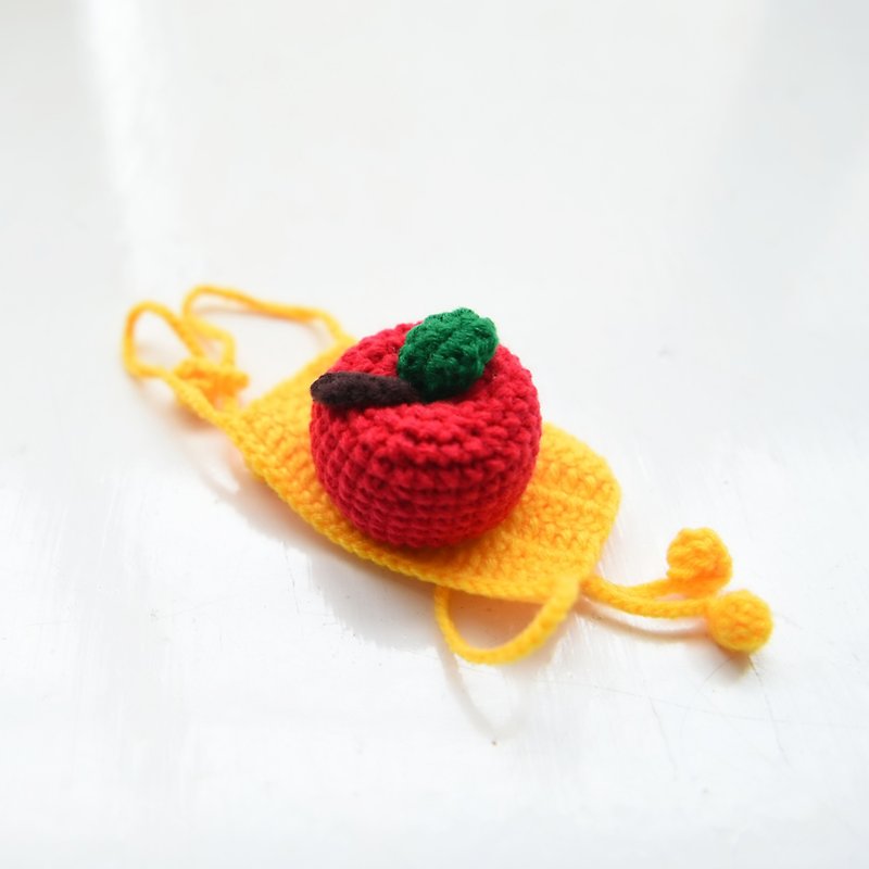 New Year Limited | Ping Ping An An | Pet Knitted Apple Headgear - ชุดสัตว์เลี้ยง - ขนแกะ สีแดง