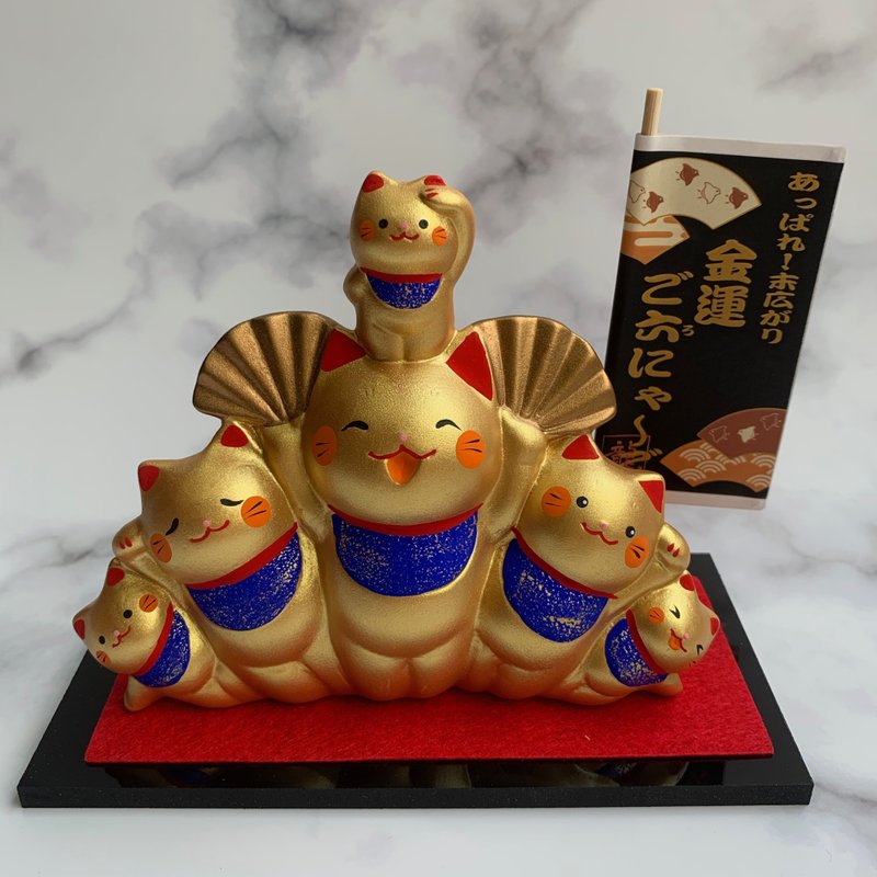 開扇招福金運貓-招財貓-財運-日本吉祥物 - 擺飾/家飾品 - 陶 