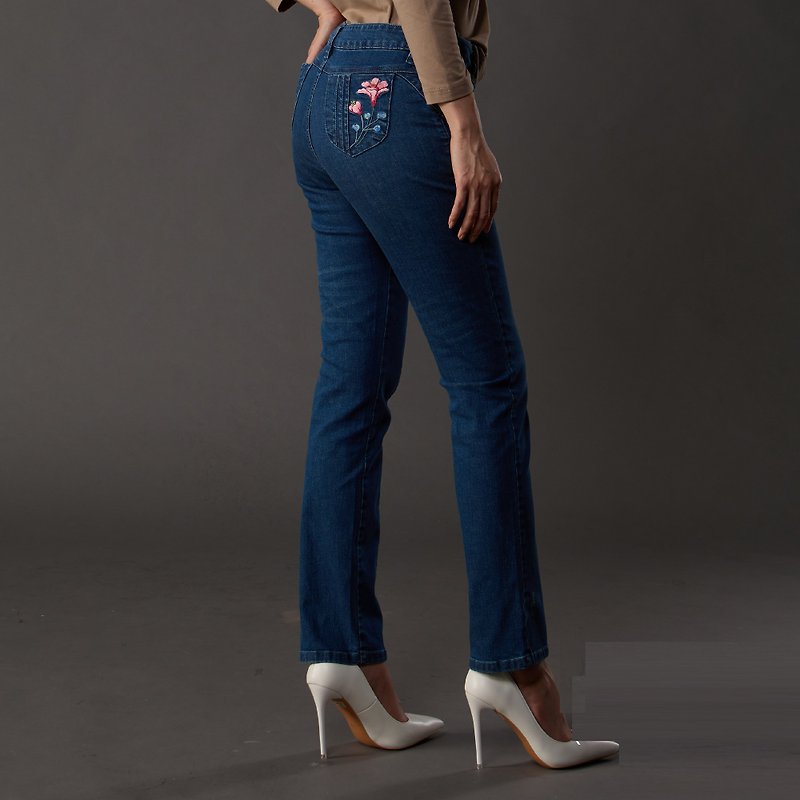 Classical beauty gardenia color jeans【18164】 - กางเกงขายาว - ผ้าฝ้าย/ผ้าลินิน 