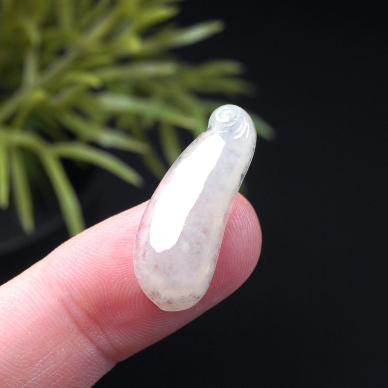 【福瓜】アイスジェイドのひょうたんネックレス | ルース（裸石） | 天然ミャンマー産ジェイダイト（ひすい）A貨 | ギフト - チャーム - 翡翠 透明