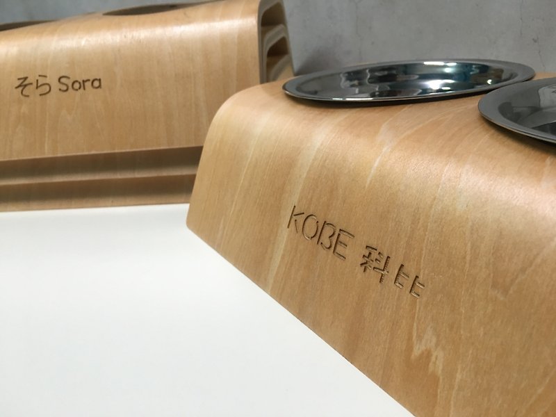 【TAB】 (customized lettering fare increase) Pet food rack (with iron bowl) / wood food / wood / hand-made / laser cutting / carving / Shiba Inu / Koji / VIP / sausage / - Pet Bowls - Wood 