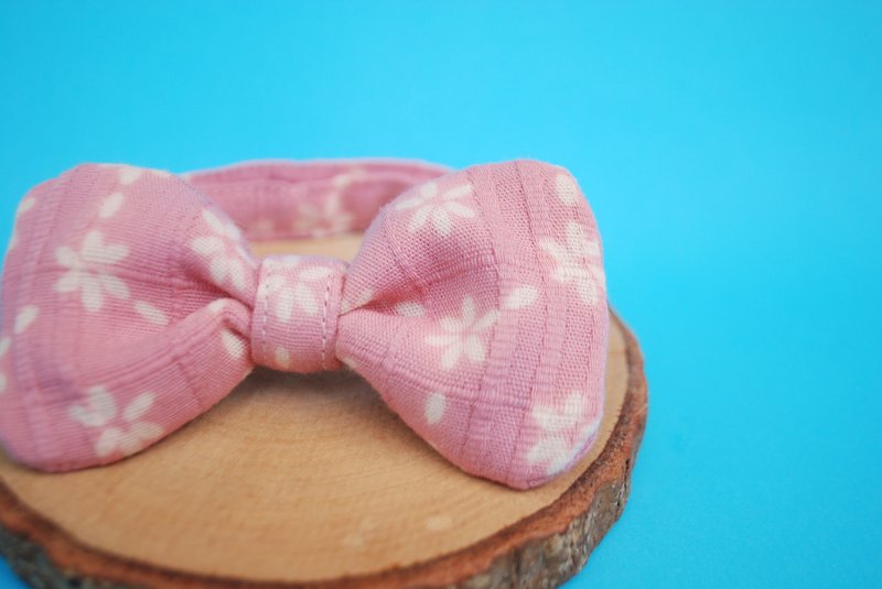 VALENTINE COLLECTION BOW PINK - 項圈/牽繩 - 棉．麻 粉紅色