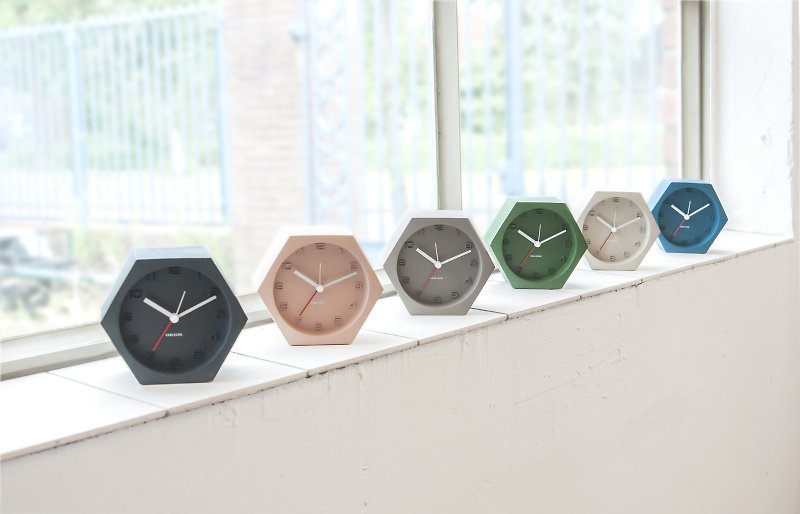 Karlsson, Alarm clock Hexagon concrete, Design by Boxtel Buijs - Clocks - Cement Gray