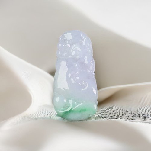 瓔珞珠寶盒 E.L.Jewelry Box 冰糯飄綠花翡翠猴採桃吊飾 | 天然緬甸玉翡翠A貨