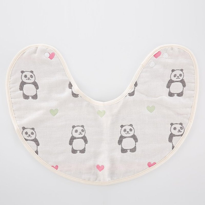 [Made in Japan Mikawa Cotton] Six-fold Towel Hiccup Towel Bib-Turn around and Love Panda - ผ้ากันเปื้อน - ผ้าฝ้าย/ผ้าลินิน 