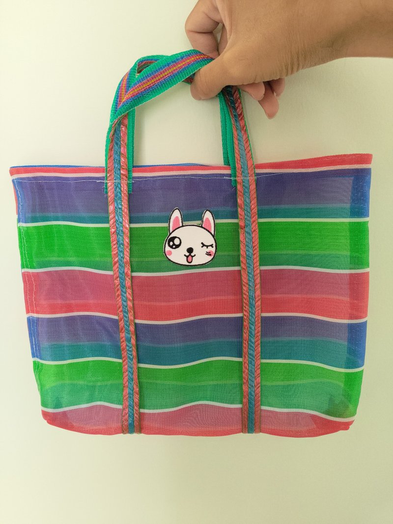 微笑小白刺繡手工縫製台灣復古袋 - 手提包/手提袋 - 其他材質 