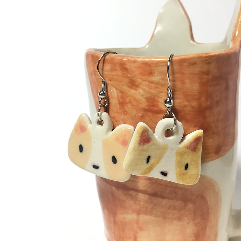 Two Dogs Earrings - Earrings & Clip-ons - Pottery Orange