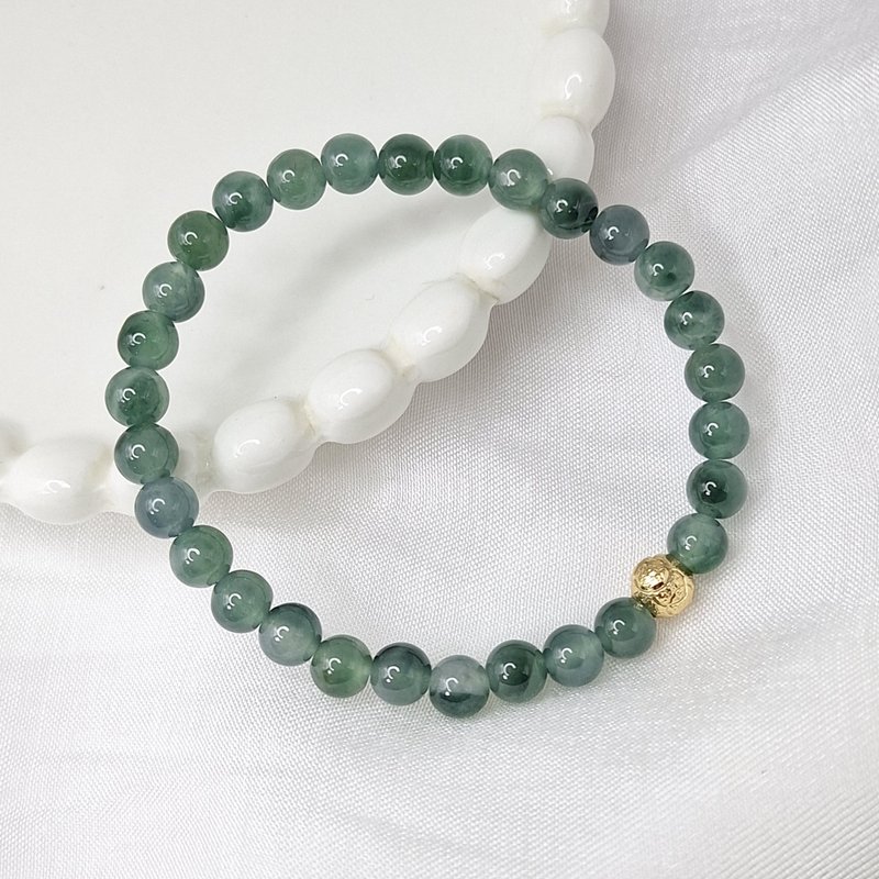 Ice Blue Water Flower Bracelet Bracelet Beads | Natural Grade A Jadeite - สร้อยข้อมือ - หยก 