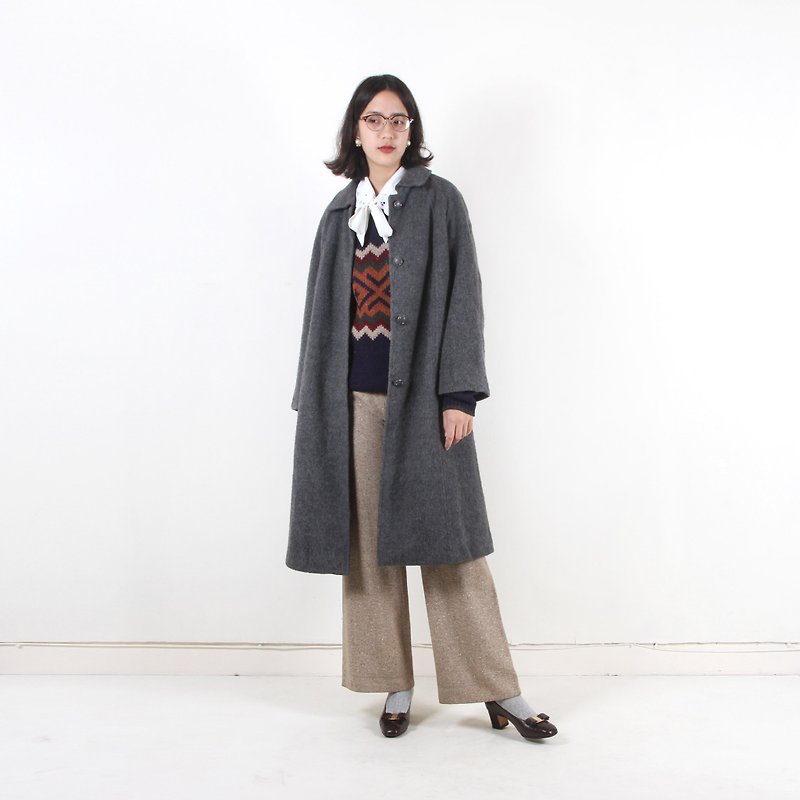Egg plant vintage gray time umbrella vintage coat - Women's Casual & Functional Jackets - Wool Gray