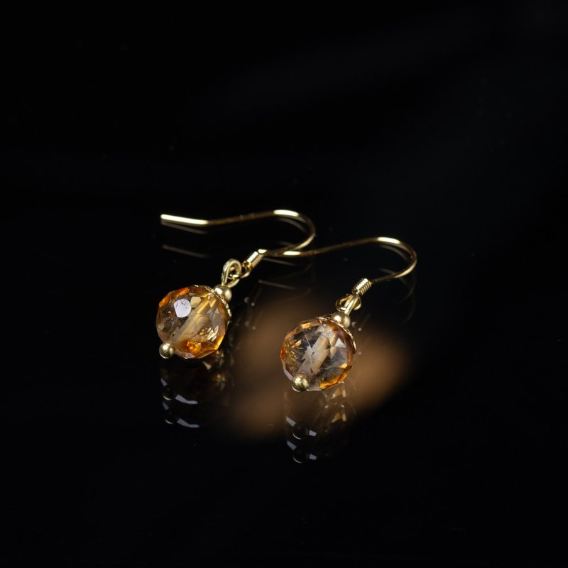 Little Elegant Series l Citrine Hook Earrings E0004 - ต่างหู - เครื่องเพชรพลอย 