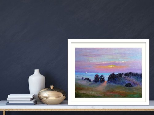 油絵 絵画 【Wild flowers】 ワイルドフラワー油絵オリジナルアート油畫原作風景画サンセット