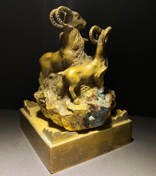 老件銅器老黃銅雕三羊開泰三陽開泰生肖羊擺件開泰吉祥山奇藝術