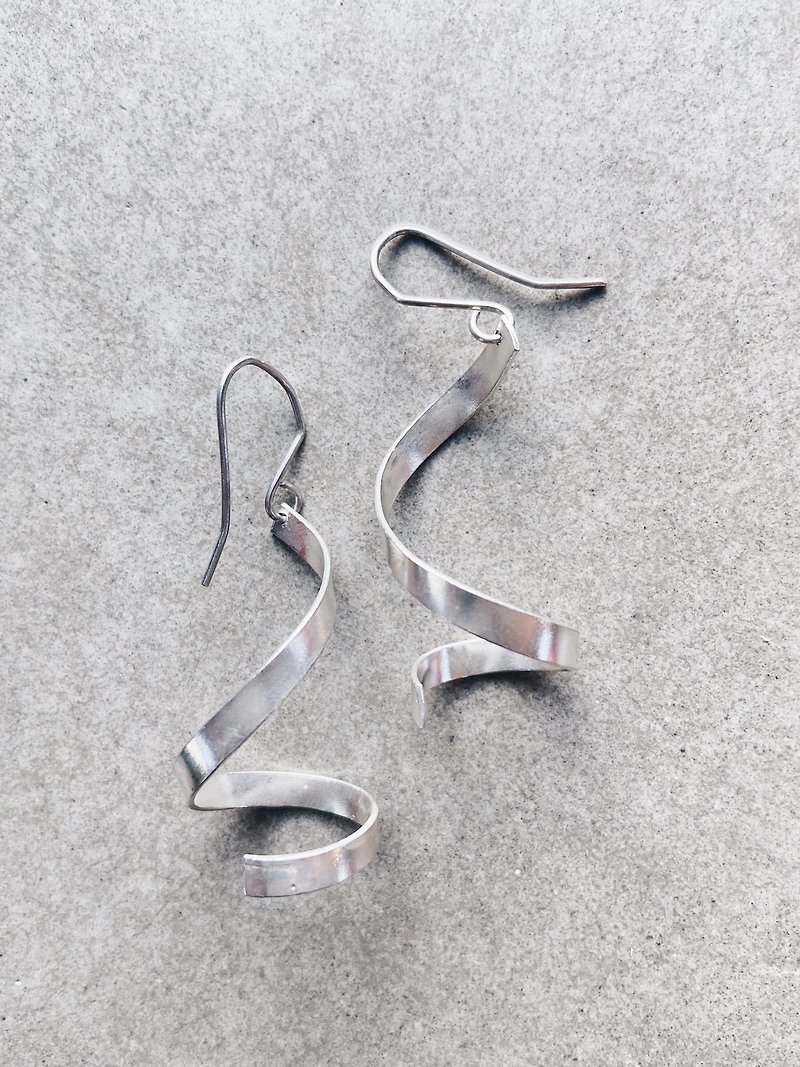 Nadenka spiral silver handmade earrings, silver spiral boho earrings, spirals - Earrings & Clip-ons - Precious Metals Silver