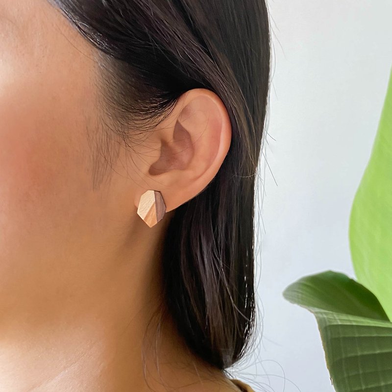 【Arborea】 Wooden Earrings Handmade Birthday Gift Accessories Free Shipping - ต่างหู - ไม้ สีกากี