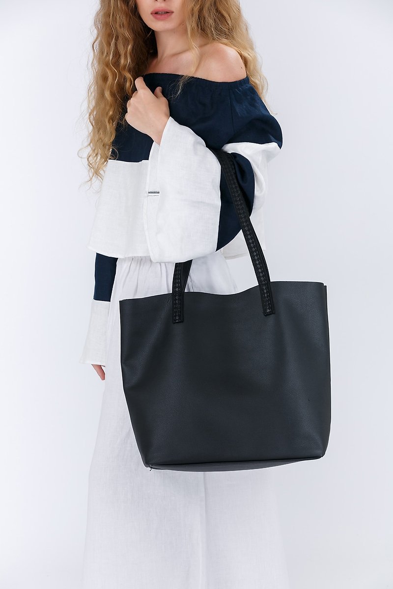 Blacknoir Tote Bag  - Handbags & Totes - Genuine Leather Black