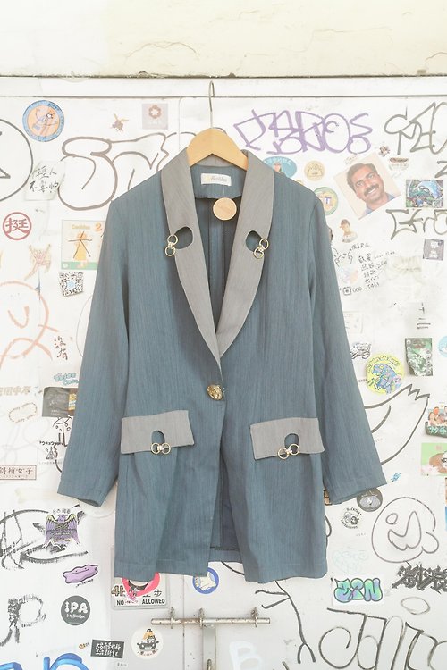純情百貨行 純情百貨行 Vintage 古著 古著外套 西裝外套 灰藍金屬外套 SU03