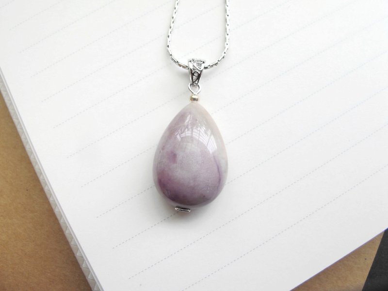 onion-bulb Hands Natural stone series - "Royal Purple Lai Shu Ju - Peach Purple" 925 sterling silver pendant necklace head - สร้อยคอ - เครื่องเพชรพลอย สีม่วง