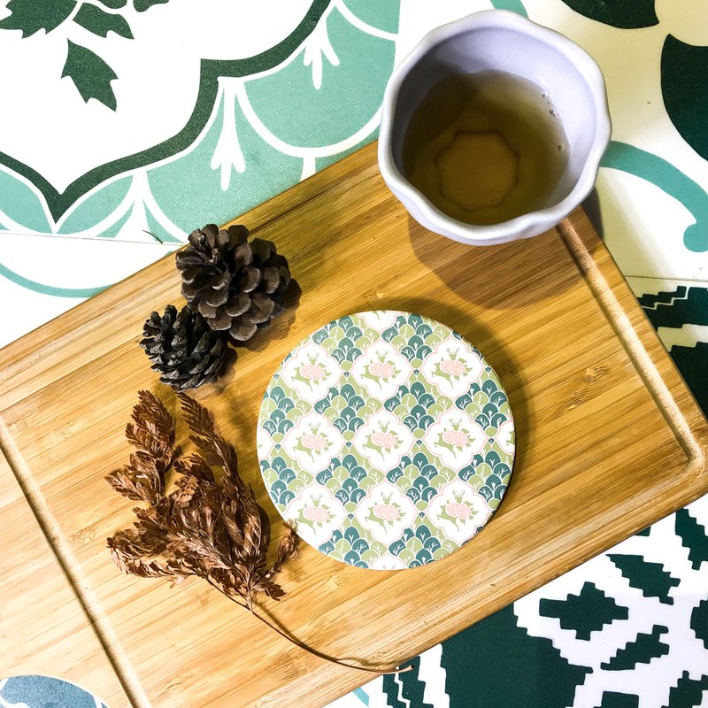 圓滾滾杯墊 ∣ 森林迷鹿 - 杯墊 - 陶 粉紅色