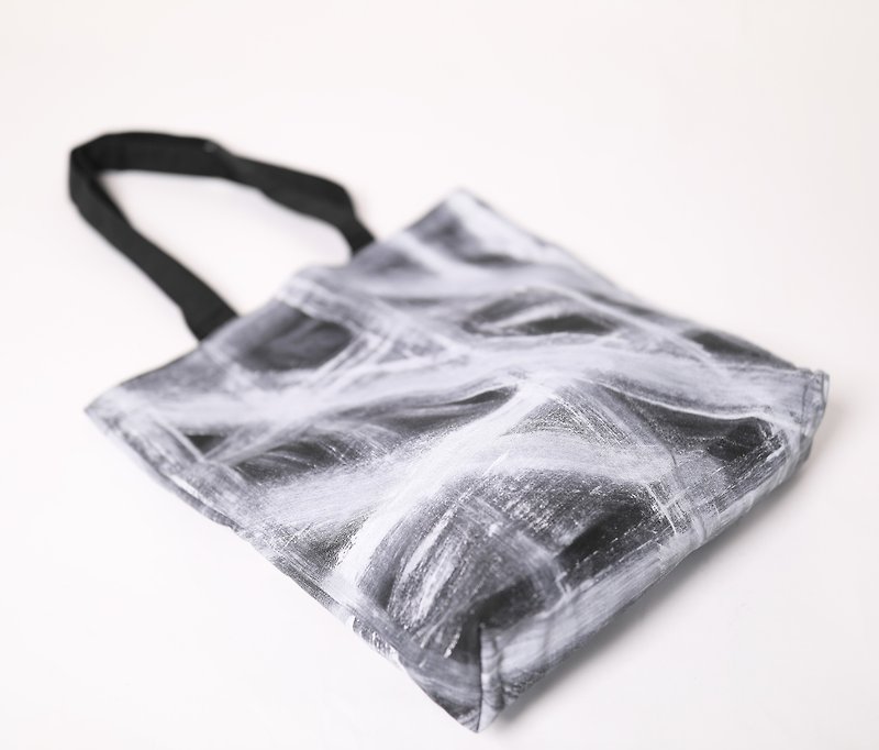 hand brush tote-gray-fair trade - กระเป๋าถือ - ผ้าฝ้าย/ผ้าลินิน สีเทา