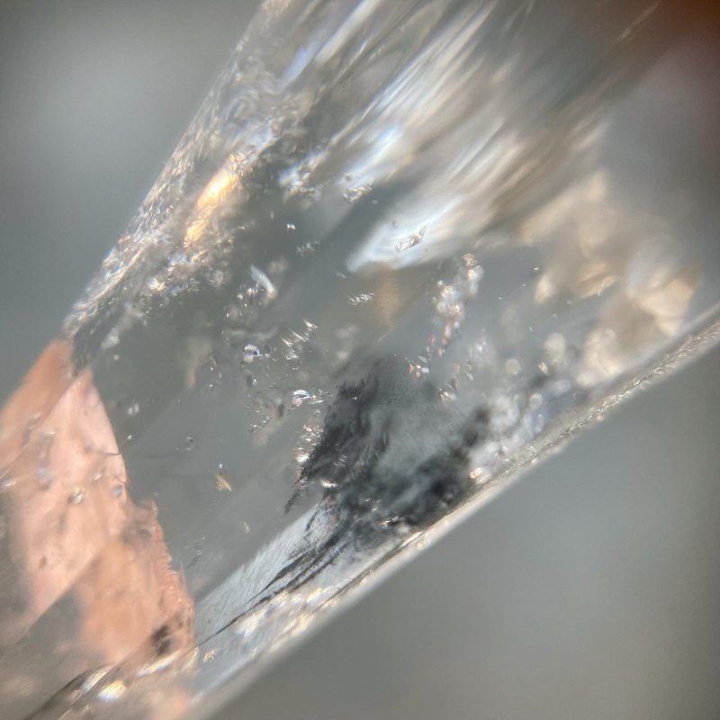 【Lost and find】天然石 彩虹 異像 包裹 黑砂 水膽 項鍊 1T63 - 項鍊 - 寶石 透明