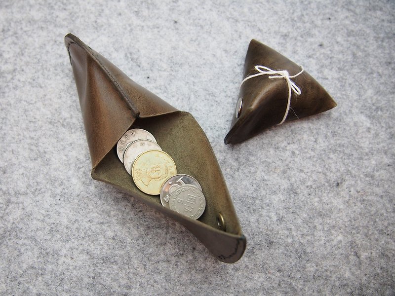 Triangle coin purse, leather dumpling bag, zongzi shape creative colorful - Coin Purses - Genuine Leather 