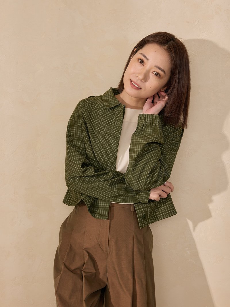 落入銀河肩袢縮袖外套-綠城 - 女大衣/外套 - 其他人造纖維 綠色