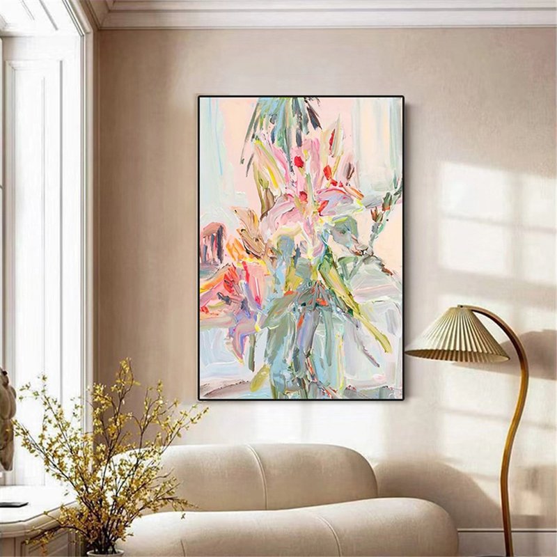 夏花 手繪油畫/抽象/原創商品/裝飾畫/掛畫/客廳/走廊/玄關掛畫 - 海報/掛畫/掛布 - 亞麻 多色