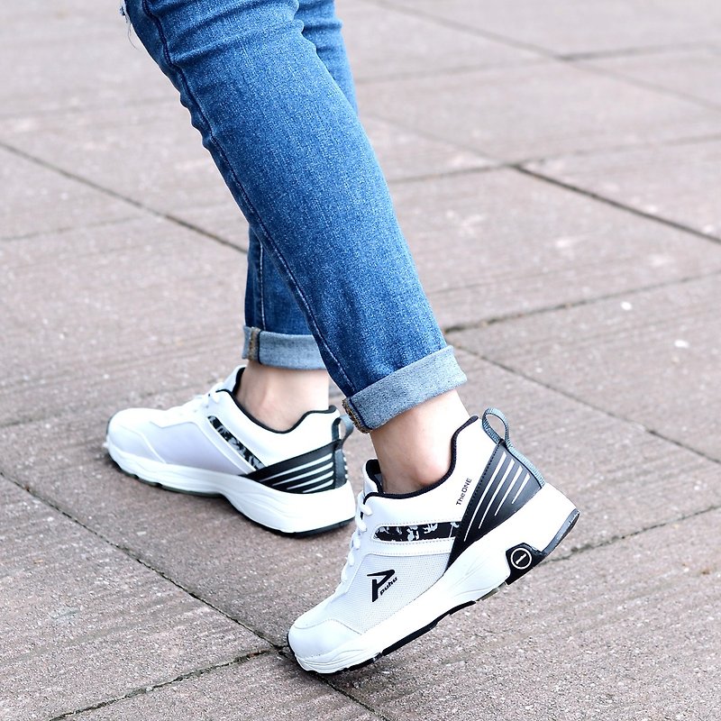 MIT [lightweight cushioning sports shoes - women's white and black] sports shoes casual shoes walking shoes walking shoes - รองเท้าวิ่งผู้หญิง - วัสดุอื่นๆ สีดำ