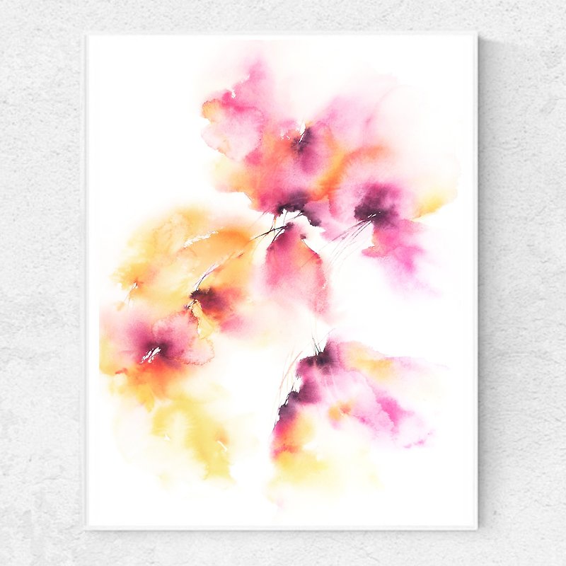 Floral wall art Watercolor abstract flowers Original painting Living room decor