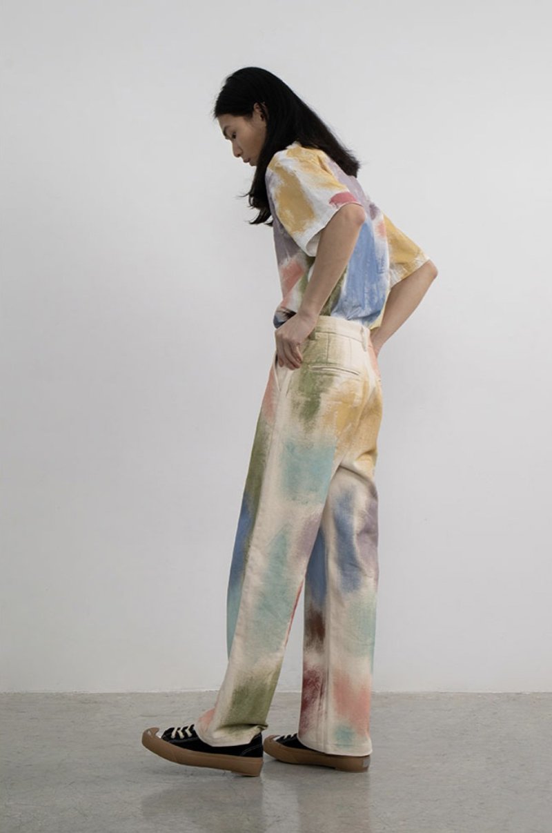 Painting Trousers 手繪刷漆長褲  無性別穿搭 - 中性長褲/短褲 - 棉．麻 多色